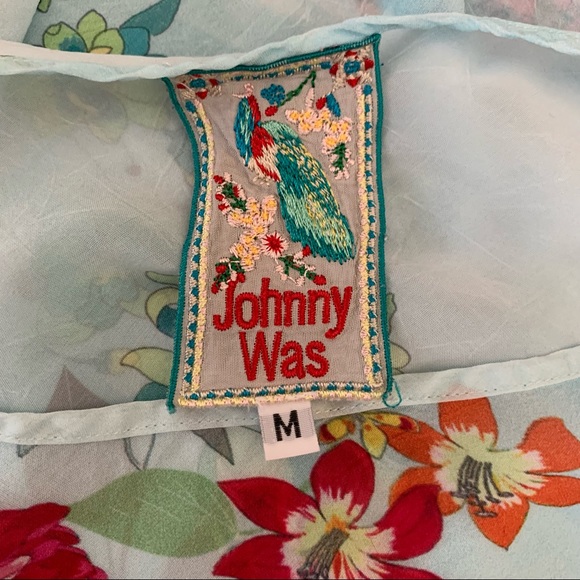 Johnny Was Floral Print Short Sleeve Tunic Rayon Top Cover Up Medium - Picture 7 of 8